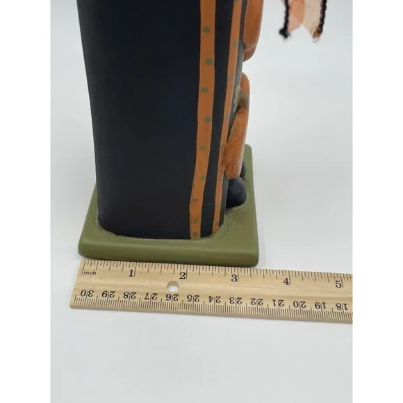 Halloween Black Cat Pumpkin Tea Candle Holder Ceramic Statue Folk Decoration 10" - Picture 11 of 11